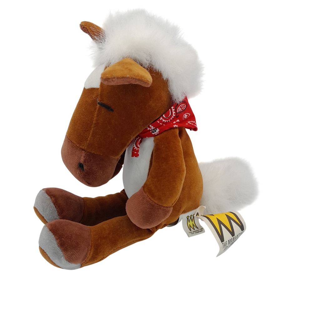 Manhattan Toy Company Chestnut Floppy Brown Horse Plush Red Bandana 11 inch